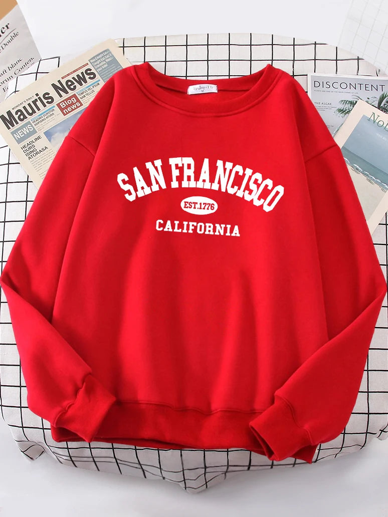 Sanfrancisco Est.1776 California Letter Street Hoodies Women Street Fit Hoodie Hipster Oversized Hoody hip hop All-match Top.