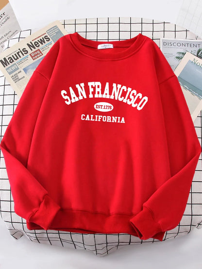 Sanfrancisco Est.1776 California Letter Street Hoodies Women Street Fit Hoodie Hipster Oversized Hoody hip hop All-match Top.