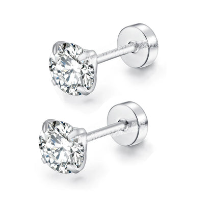 4 Color Top Stainless steel Unisex Women Men Round Crystal Zircon Ear Studs Earrings Piercings Fashion non-allergic Jewelry.