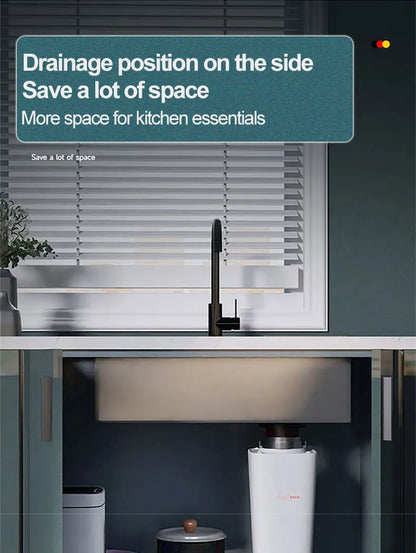 Kitchen Sink 304 Stainless Steel Rain Waterfall Single Trough Honeycomb Large Single Trough Washing Basin