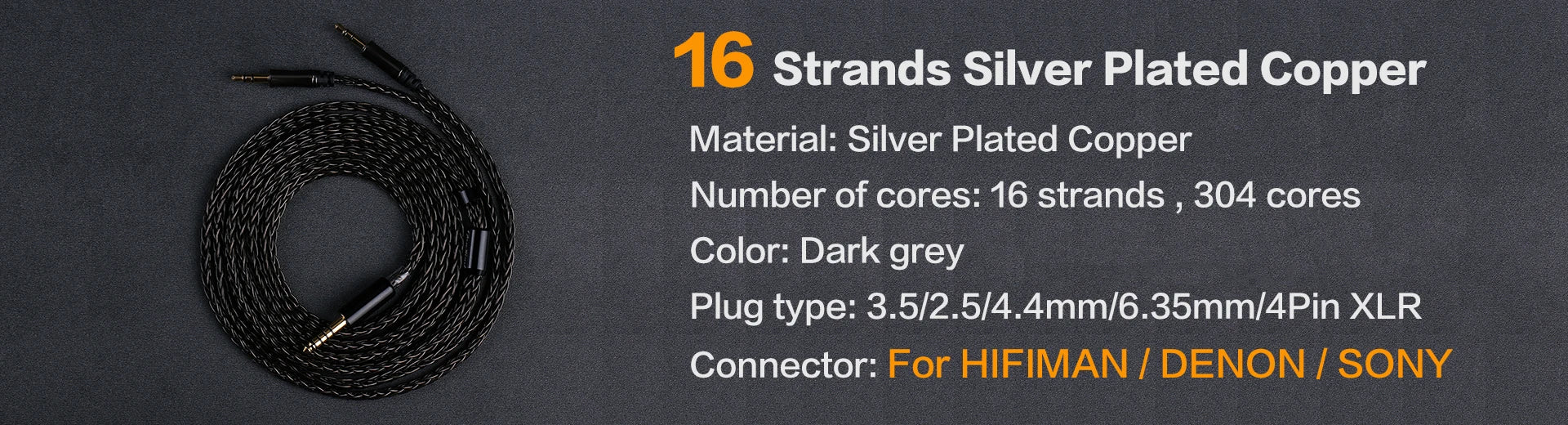 OPENHEART Kingwood 8 Core Litz OCC Headphone Cable 1 to 2 jack dual 3.5/2.5/4.4mm/XLR Pure copper Balanced Replacement Cable.