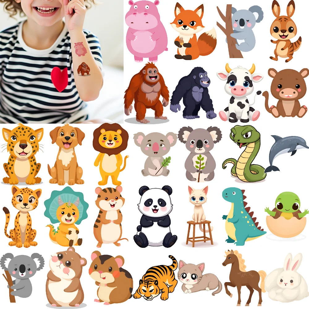 54 stücke Temporäre Tattoo Fictional Tier Darstellungen Cartoon Cartoon Tiere Wildlife Icons Temporäre Tattoo Aufkleber Für Arme.
