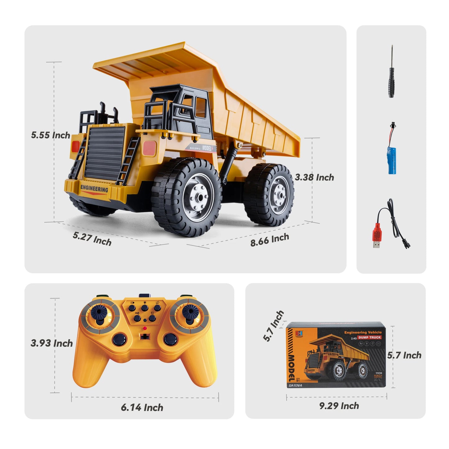 New 2.4G Remote Control Excavator Dump Truck RC Model Car Toy Professional Alloy Plastic Simulation Construction Vehicle for Kid.