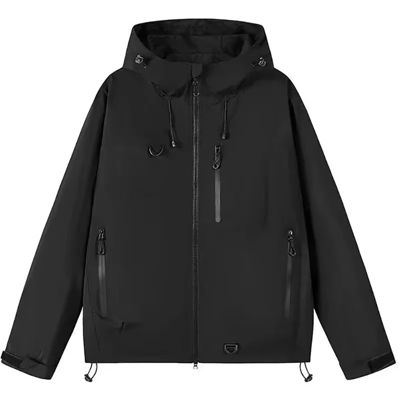 Outdoor Windbreaker Hooded Jacket Men Softshell Zip Up Windproof Waterproof Mountain Skiing Hiking Camping Jacket Autumn Coats.