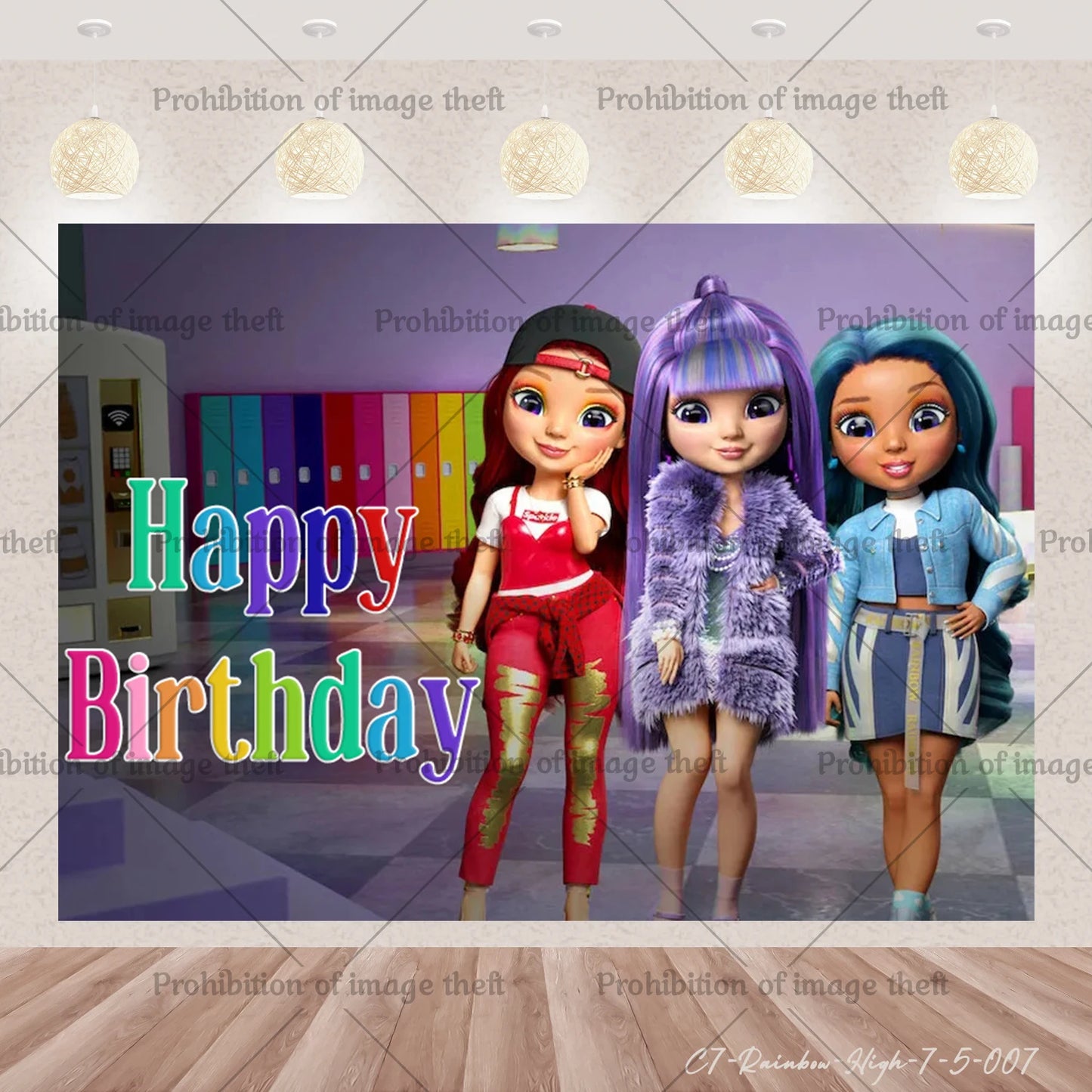 Cartoon Regenbogen Puppe High School Thema Hintergrund Geburtstag Party Dekoration Lieferungen Einweg Tasse Besteck Ballon Baby Geschenk