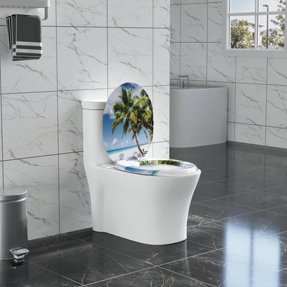 O-förmiger Toilettensitz, verstellbare Scharniere, Toilettendeckel mit Motiv, Soft-Close-Mechanismus für Badezimmer