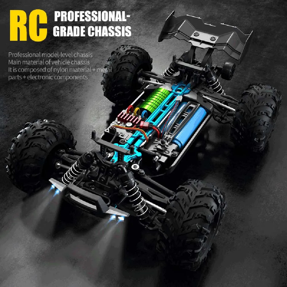 Teeggi 16101 /16102 PRO 1:16 High Speed RC Car With LED Light Drift 70KM/H 4WD RC Off-Road Car Monster Truck Toy For Kid Gifts.
