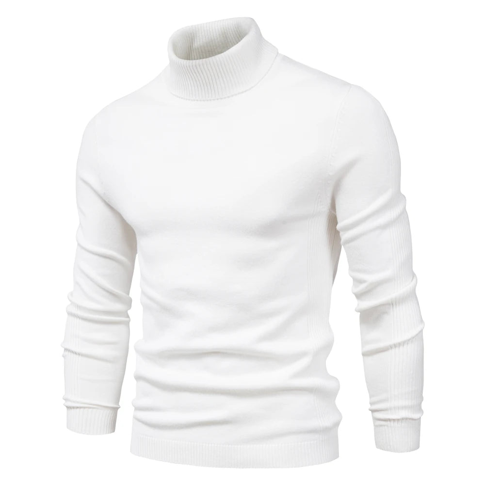 2021 New Winter Men Turtleneck Sweater Casual Solid Color Warm Pullover High Quality Slim High Neck Long Sleeve Sweater Men