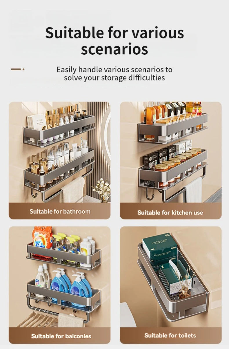 Bad Regal Regale Wand Shampoo Lagerung Rack Für Küche Halter Platz Aluminium Bad Organizer Zubehör