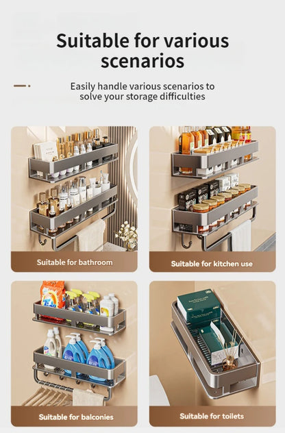 Bad Regal Regale Wand Shampoo Lagerung Rack Für Küche Halter Platz Aluminium Bad Organizer Zubehör