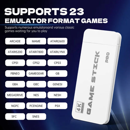 M15 Video Game Console 4K TV Game Stick 64G Built-in 20000 Games Retro Handheld Game Player With Wireless Controller Gamepad.