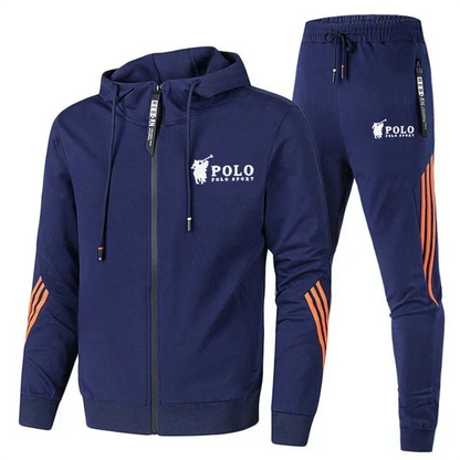 Men's printed zipper hooded sweatshirt + long pants 2-piece set, fashionable sportswear, new product, fitness jogging suit set.