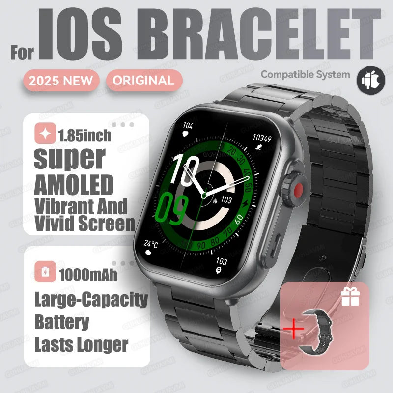 2025New For XIAOMI IOS Watch Ultra2 Smart Watches Women 1000mAh 1.85" AMOLED Full Touch Screen BT Call Ladies Fashion Smartwatch