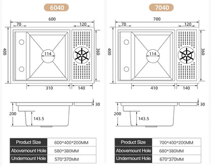 ASRAS Nano Black Small Size Kitchen Sink Cup Washer Hidden Bar Counter Cover Concealed Single Bowl Sinks With Lifting Faucet