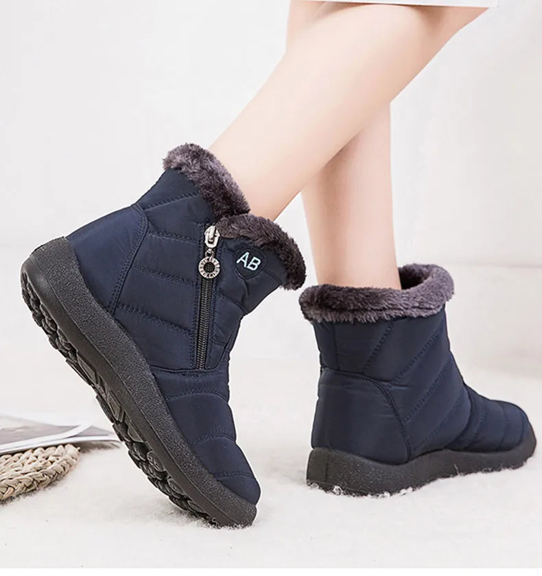 Women's Boots Women's Ankle Boots With Fur Winter Shoes Women Low Heels Winter Boots Snow Waterproof Botas Mujer Winter Footwear.