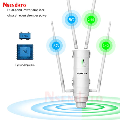 AC1200 AC600 High Power Outdoor Wireless Wifi Repeater AP/WiFi Router Dual Dand 2.4G/5Ghz Long Range Wifi Extender POE.