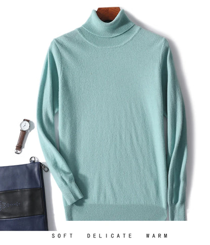 Men's Turtleneck 100% Pure Wool Sweater Men 2024 Autumn and Winter Large Size Loose Knitted Sweater Keep Warm Tops Men Jumper