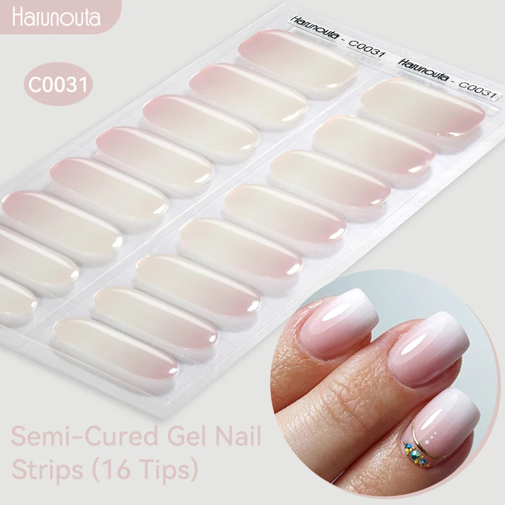 Harunouta Gradient Semi Cured Gel Nail Sticker Long-Lasting UV Nail Sticker UV/LED Extension Gel Nail Foil Gel Polish Full Cover.