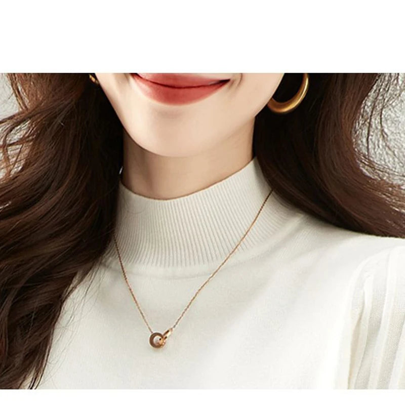 Women Half High Collar Base Sweater Autumn And Winter Casual Solid Knitted Tops Pit Stripe Long Sleeved Pullover Sweaters.