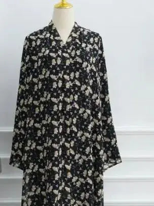 Muslim Women Dubai Abaya luxury Double layered chiffon Print Hijab Dress Kaftan Ramadan Robe Femme Islam african dresses Kebaya.