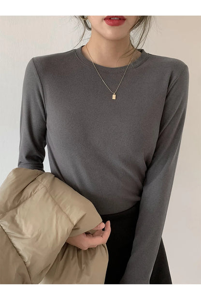 Winter Frauen Pullover T Shirt Frauen Oversize T-Shirt Frau Kleidung Weibliche T Tops Pullover Langarm Rohr Gestrickte T-shirt Top