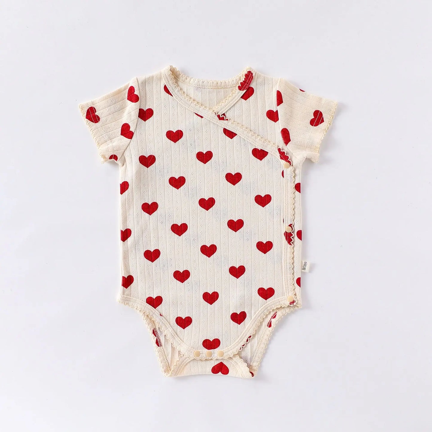 0-24M Baumwolle Baby Mädchen Strampler Herz Druck Nette Prinzessin Body Sommer Neugeborenen Kind Baby Kleidung Kurzarm outfit