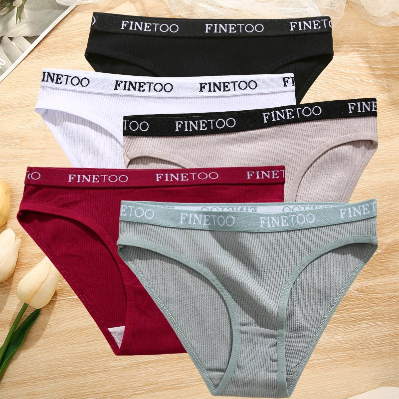 5Pcs/Set Sexy Women' Cotton Pantys Comfort Letter Printed Woman Briefs Ladies Underpants Fashion Girls Waist Band Lingerie M-XXL.