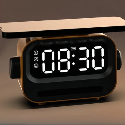 Modern Bluetooth Alarm Clock loudspeaker with 15W Wireless Charging, Night Light & Ambience Light.