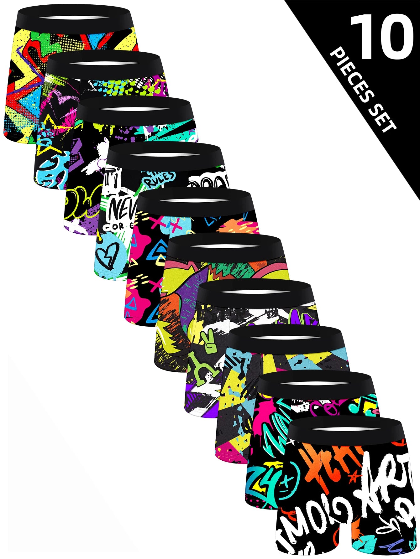 10 Stück Herren-Unterwäsche, weich, bequem, locker, hautfreundlich, lange Boxershorts für Herren, trendige, farbenfrohe, modische Herrenhosen