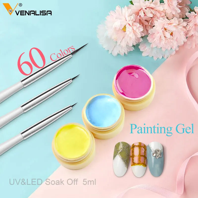 VENALISA Starry Painting Gel 90 Colors 5ml CANNI Pure Color Varnish Nail Art Salon Soak Off UV LED Nail Art Design Drawing Gel.