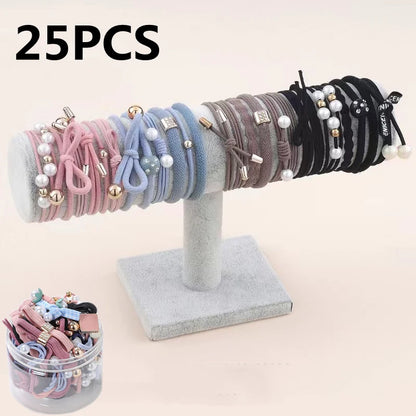 50/12PCS  Women Elastic Hair Ties Pearls Fashion Girls Scrunchies Ponytail Holder Rubber band Hair Rope Hair Accessories