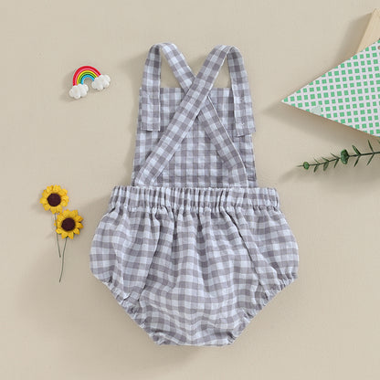 Tregren 0-24M Neugeborene Baby Mädchen Jungen Sommer Bodys Ärmel Plaid Gestreiften Muster Druck Overalls Säuglingsspiel Outfits.