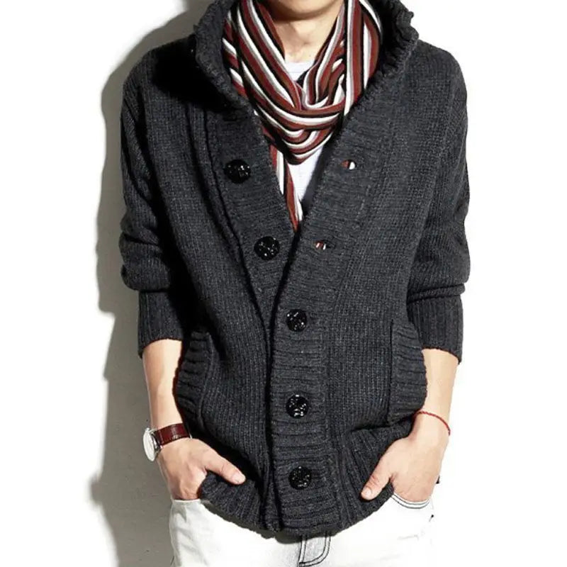 Jackets Apricot Knitted Cardigan Male Solid Color Thick Men's Sweaters with Pockets Streetwear Casual Long Sleeve Cashmere Open.