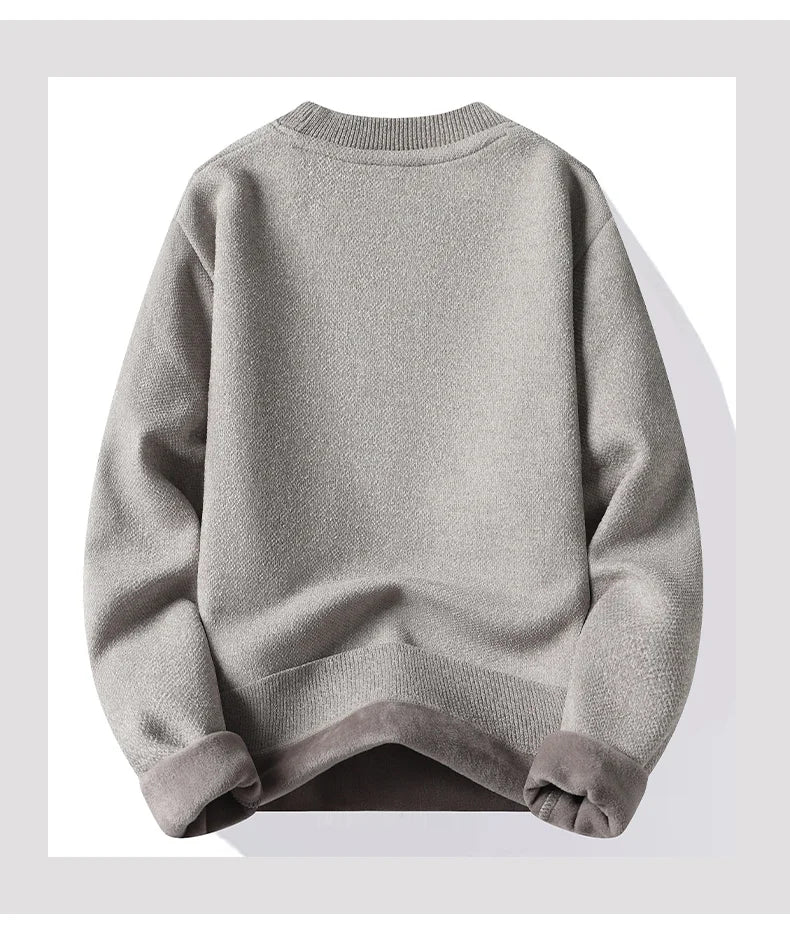 Men's Fleece Lined Pullovers Fashion Sweaters Autumn Winter Jumpers Fashion New Jersey Men's Clothes.