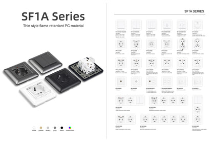 SRAN Französische USB-Wandsteckdose 5 V 2,1 A, Kristall-Hartglasscheibe 16 A 220 V 82 x 82 mm Steckdose Frankreich-Standard mit Abdeckung