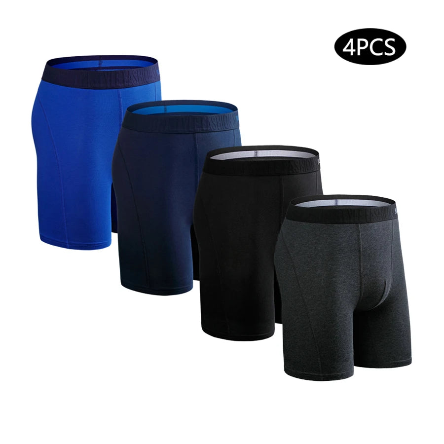 4 stücke lange boxer für männer unterwäsche plus größe männer höschen sexy lange bein unterhosen baumwolle Herren boxershorts mode männlichen Stamm