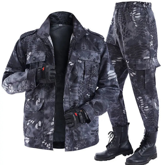 Wear-resistant camouflage suit for men and women's work clothes Spring and autumn thickened labor protection clothing, dirt resi.