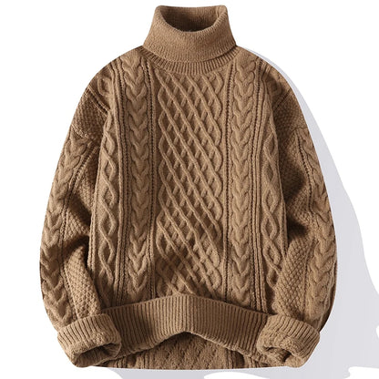 High Quality Mens Turtleneck Sweaters Pullover Solid Color Knitted Sweater Men Casual Pullovers Autumn Winter Warm Knitwear Man.