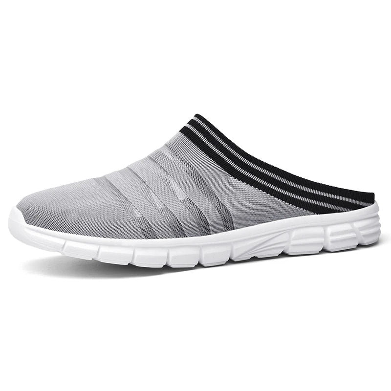 New large size men's casual sneakers fashion outdoor walking men's half slippers mesh surface breathable men's sneakers