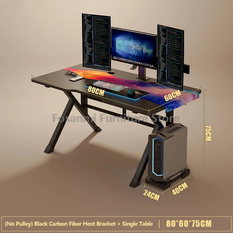 Ergonomischer Gaming-Schreibtisch aus Premium-Kohlefaser, stabile K-Typ-Stahlfüße, Heim-Zimmer-Schreibtisch, Gamer-Tisch, hochwertiger, stabiler Bürotisch