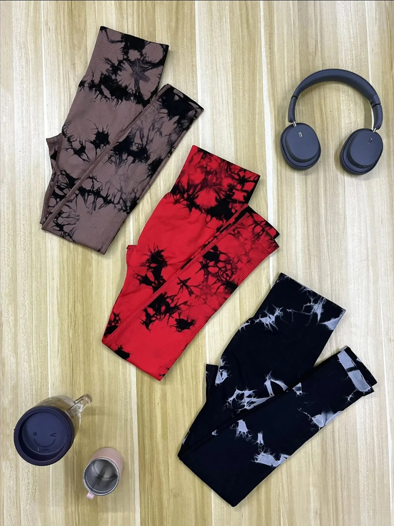 Tie Dye Seamless Leggings for Women High Waist Yoga Pants Scrunch Butt Lifting Elastic Tights Wide Waistband Sports Leggings.