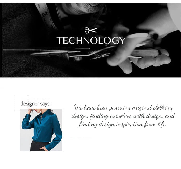 Woman Silk Shirt Long-sleeved Satin Women Blouse 19mm Mulberry Silk Blouse Loose Versatile Base Shirt 95% Natural Silk+5%Spandex.