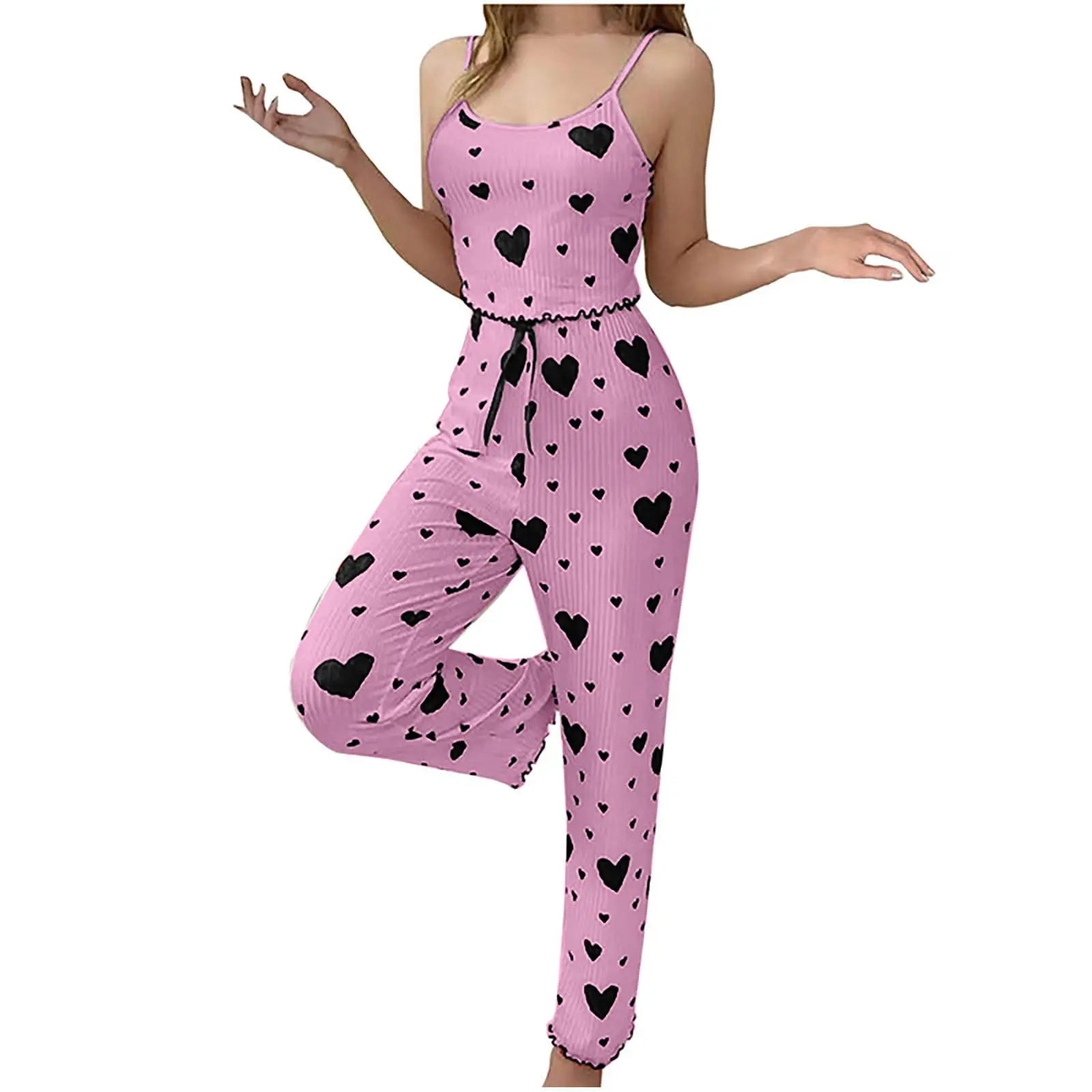Damen pyjamas plus Größe Pyjamas Set 2 Stück kurze Weste Hose weiß atmungsaktiv weich lässig Love Print.
