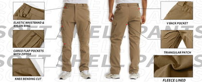 TACVASEN IX9 Winter Softshell Thermal Hiking Pants Work Pants Mens Fleece Cargo Pants Waterproof Warm Outdoor Male Trousers.