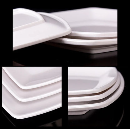 Square Melamine Dinner Plate Buffet Fast Food Trays Dishes Table Tableware Services Menu Plate Hotel Deep Side Dish Dinnerware.