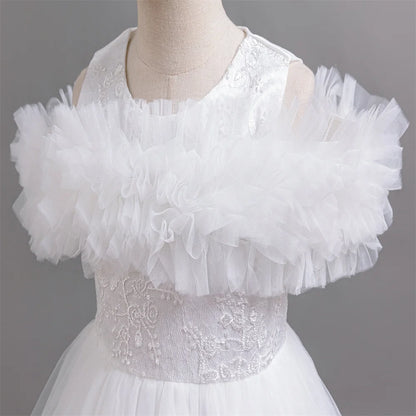 Neues elegantes Kleid für Mädchen, Blumenhochzeit, Hochzeit, langer bestickter Panto-Rock, 4–12 Jahre altes Klavier-Performance-Mädchenkleid.