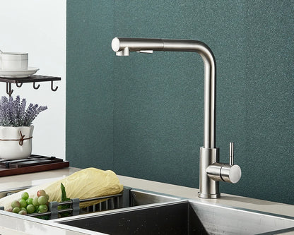 Black Flexible Pull Out Kitchen Faucet Stainless Steel 2 Modes Nozzle Faucets 360 Degree Rotating Hot Cold Water Sink Mixer Tap