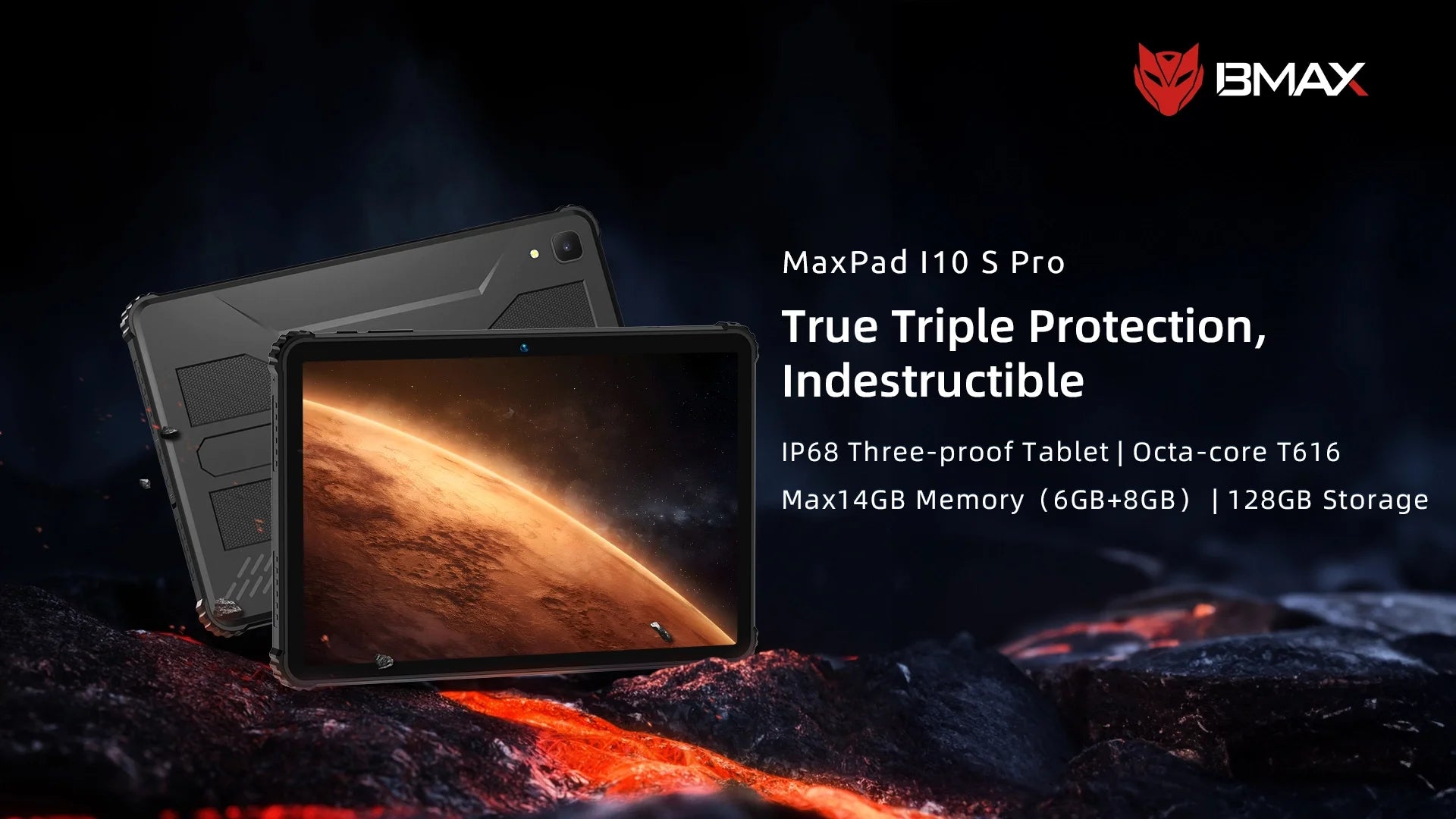 BMAX tablet I10S Pro Three-proof tablet Max14GB Memory(6GB+8GB) 128GB Storage Android 14 UNISOC T616 ARM Mail G57 4G Full Netcom.