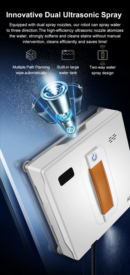 ABIR WD8 Robot Window Vacuum Cleaner,Dual Water Spray,Laser Sensor,Smart Home Glass Wall Wet Dry Cleaning ,APP&Remote Control.