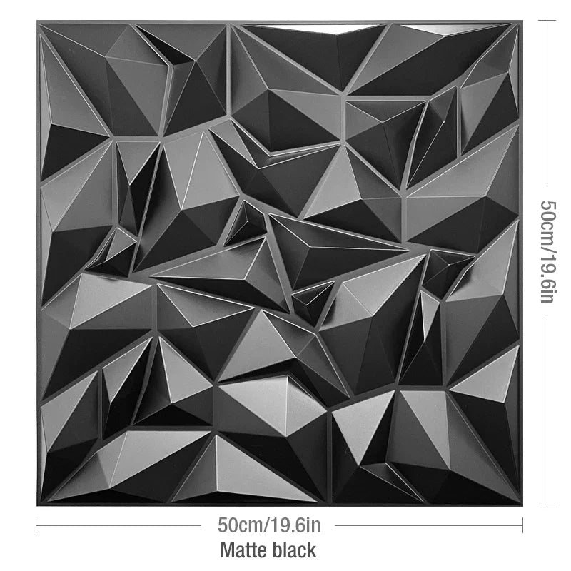 12PC 50x50cm 3d art plaster cut geometric diamond carved wood adhesive bottom wall 3d wall sticker 3d wall panel home decoration